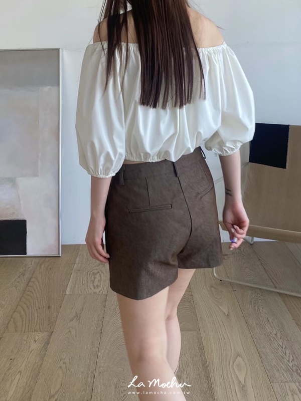 排扣棉麻寬肩上衣